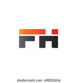 Initial letter FH, straight linked line bold logo, gradient fire red black colors