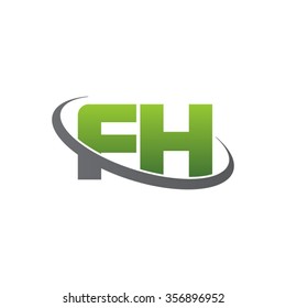 initial letter FH swoosh ring company logo green gray