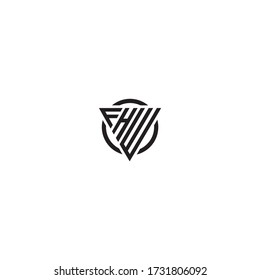 Letra inicial triángulo FHW monograma moderno genial logo