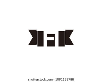 Initial letter fi black ribbon logo design