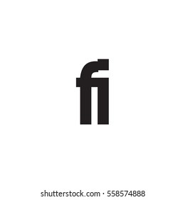 Initial letter FI black white logo