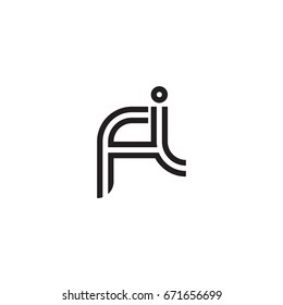 Initial letter fi, linked outline rounded lowercase, monogram black