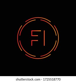 Initial Letter FI Logo Design Vector Template. Abstract Luxury Circle Letter FI Logo Vector