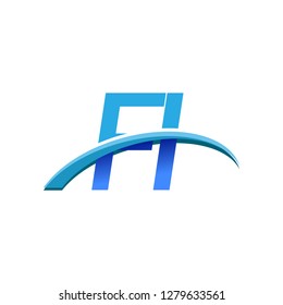 initial letter FI logotype company name colored blue and swoosh design. vector logo for business and company identity.