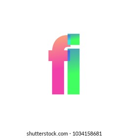 Initial Letter FI Lowercase Logo green, pink and Blue, Modern and Simple Logo Design.