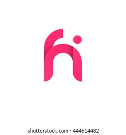 initial letter fi modern linked circle round lowercase logo pink