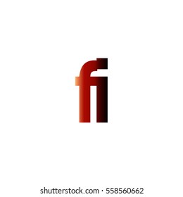 Initial letter FI red brown gradation color logo