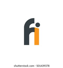 Initial Letter FI Rounded Lowercase Logo Black Orange