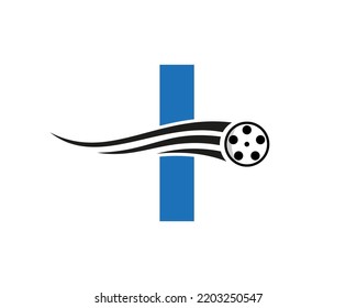 Initial Letter I Film Logo Concept With Film Reel For Media Sign, Movie Director Symbol Vector Template