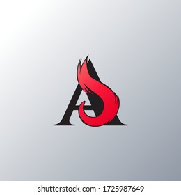 Initial Letter A  Fire Flame in art style logo design