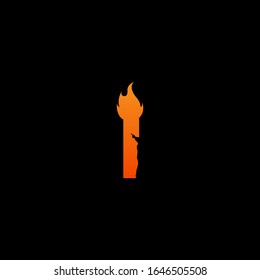 Initial letter I with fire flames logo design. Creative lettering design concept suitable for company, corporate business and GAME brand identity. Collection of fonts with burn idea isolated black.
