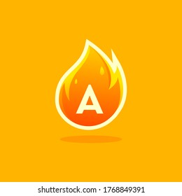 initial letter A fire icon design logo template