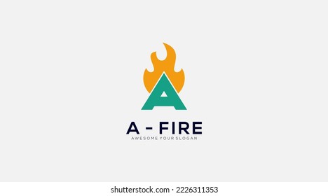 Initial Letter A fire logo Design vector illustration