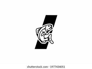 I initial letter with fish design
