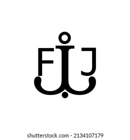 Initial letter FJ anchor simple logo.