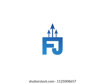 Initial Letter FJ Arrow Chart Finance Business