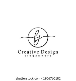 Initial letter FJ calligraphy handwritten logo. Handwritten alphabet in the logo template. Letters and Alphabet for your logo design.