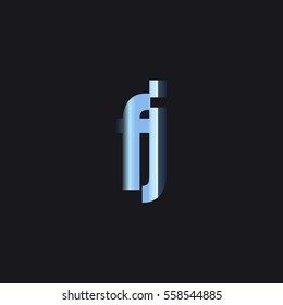 Initial letter FJ chrome with dark background logo