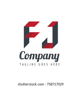 Initial Letter FJ Design Logo With Square