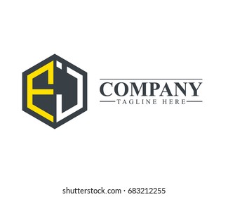 Initial Letter FJ FI Hexagonal Design