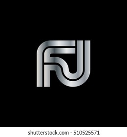 Initial Letter FJ Linked Design Logo Silver