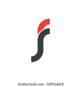 initial letter fj linked round lowercase logo red