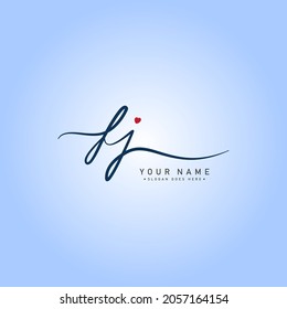 Logo de la carta inicial de FJ - logotipo de estilo de firma dibujado a mano