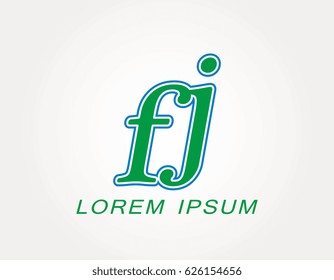 Initial letter fj logo. Monogram lowercase italic