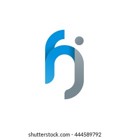 initial letter fj modern linked circle round lowercase logo blue gray