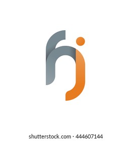 initial letter fj modern linked circle round lowercase logo orange gray