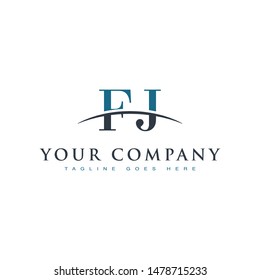 Initial letter FJ, overlapping movement swoosh horizon logo company design inspiration in blue and gray color vector