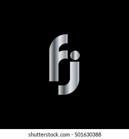 Initial Letter FJ Rounded Lowercase Logo Silver