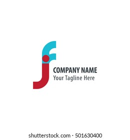 Initial Letter FJ Rounded Lowercase Logo Red Blue