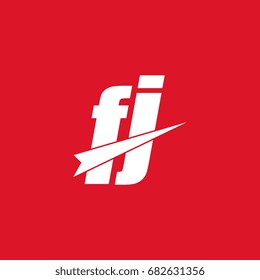 initial letter fj white logo in red background