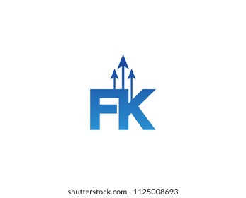 Initial Letter FK Arrow Chart Finance Business