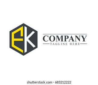 Initial Letter FK Hexagonal Design