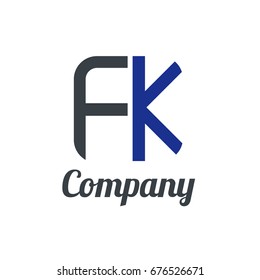 Initial Letter FK Linked Box Design Logo