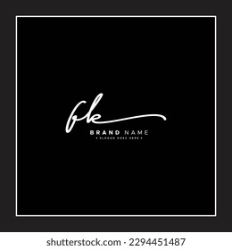 Initial Letter FK Logo - Hand Drawn Signature Logo