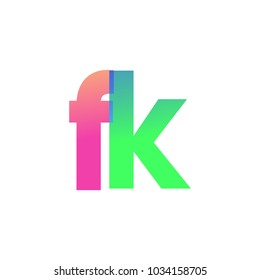 Initial Letter FK Lowercase Logo green, pink and Blue, Modern and Simple Logo Design.