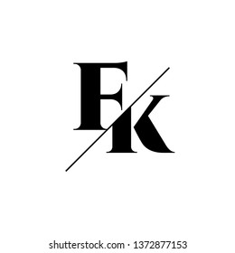 Initial Letter FK Monogram Sliced. Logo template isolated on white background