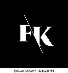 Initial Letter FK Monogram Sliced. Modern logo template isolated on black background