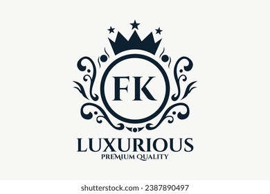 Initial  Letter FK Royal Luxury Logo template in vector art for luxurious branding  vector illustration.
