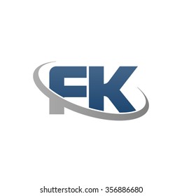 initial letter FK swoosh ring company logo blue gray