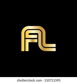Initial Letter FL AL Linked Design Logo Gold