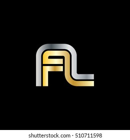 Initial Letter FL AL Linked Design Logo Silver Gold