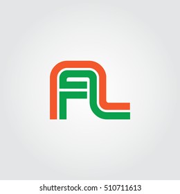 Initial Letter FL AL Linked Design Logo Orange Green