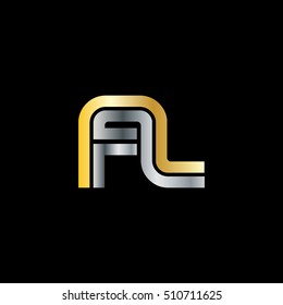 Initial Letter FL AL Linked Design Logo Gold Silver