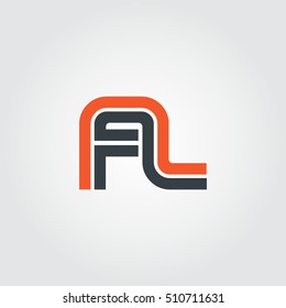 Initial Letter FL AL Linked Design Logo Orange Black