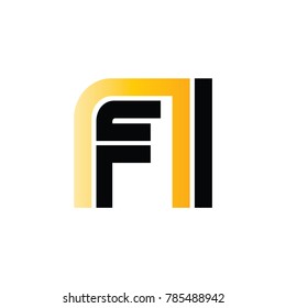 Initial Letter FL Linked Design Logo gold Black