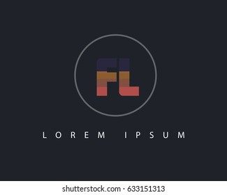 Initial Letter FL logo design vector with circle and colorful